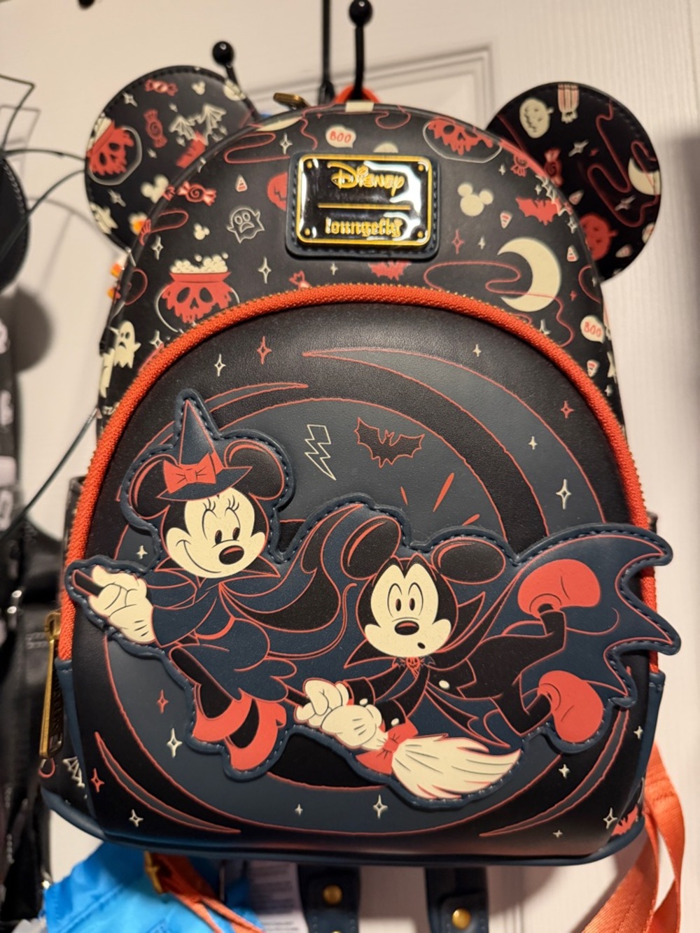 Loungefly Disney Glow in the dark Halloween Mickey & Minnie backpack and wallet